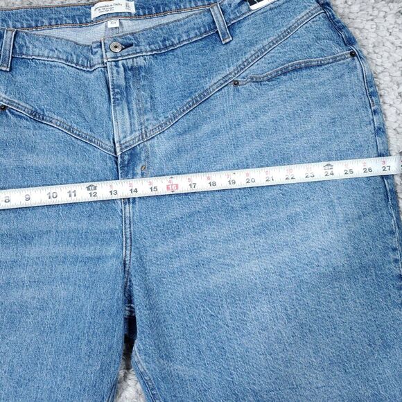 Abercrombie 24 Short 37 Ultra High Rise 90s Straight Curve Love Jeans Blue - Picture 8 of 10